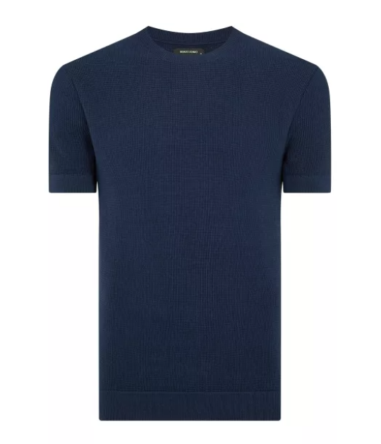 Remus Uomo Navy Short Sleeve Knitted T-Shirt