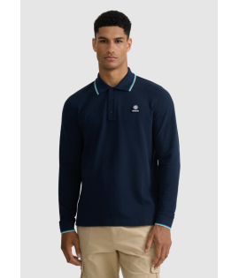 Long Sleeve Contrast Trim Polo Shirt