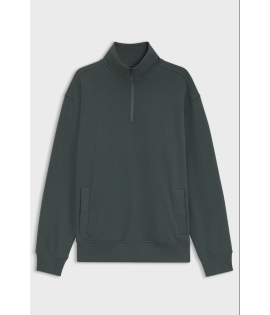 Cotton-terry sweatshirt with quarter zip Cotton-terry sweatshirt with quarter zip