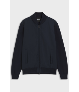 Cotton-knit hybrid jacket with bomber collar Cotton-knit hybrid jacket with bomber collar